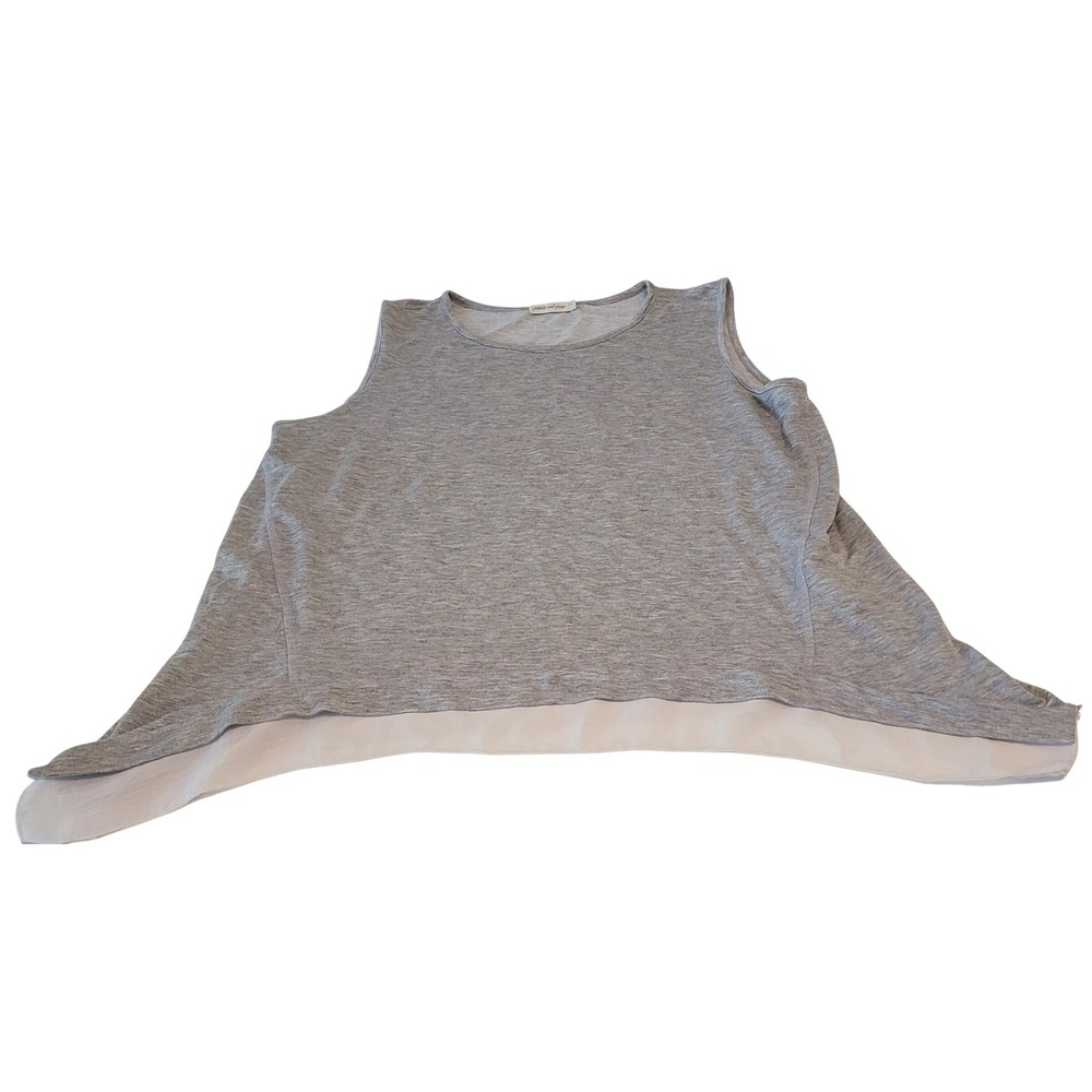 Pebble and Stone Tank Top Womens XL Grey Layered Chiffon Hem Sleeveless Scoop